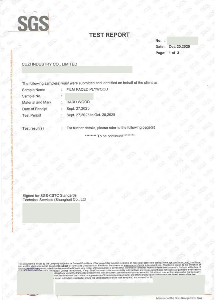 Film-Faced Plywood Performance Test Report